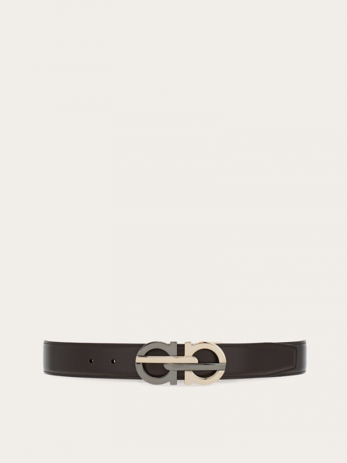 Ferragamo Men's Reversible And Adjustable Gancini Belt - Testa Di Moro/Black | Quick Ship!