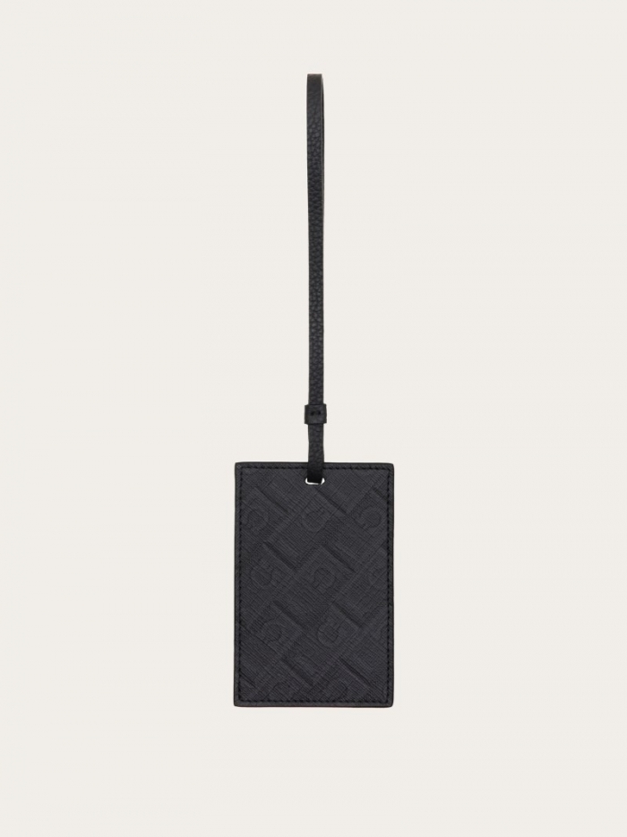 Ferragamo Men's Monogram Badge Holder - Black/Grey | Quick Ship!