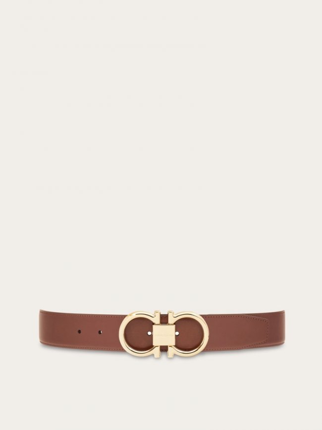 Ferragamo Men's Reversible And Adjustable Gancini Belt - Brown/Black | Quick Ship!
