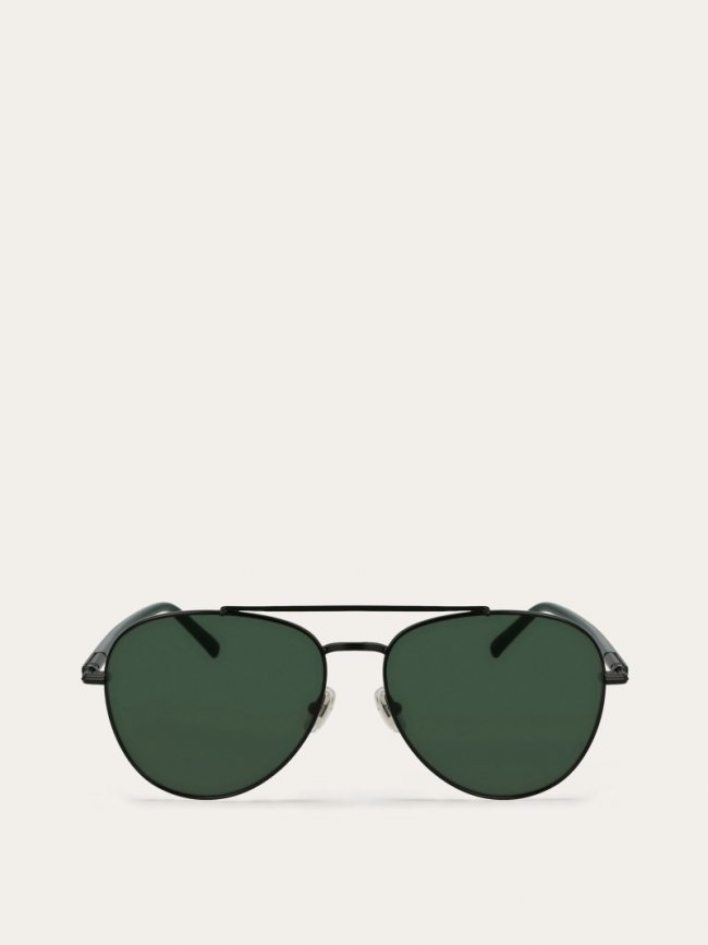 Ferragamo Men's Sunglasses - Matte Black/Green | Quick Ship!