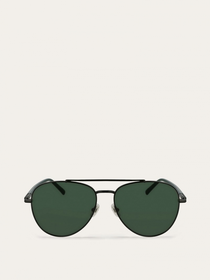 Ferragamo Men's Sunglasses - Matte Black/Green | Quick Ship!
