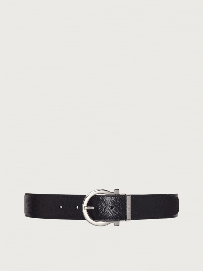 Ferragamo Men's Reversible And Adjustable Gancini Belt - Black/Hickory | Quick Ship!