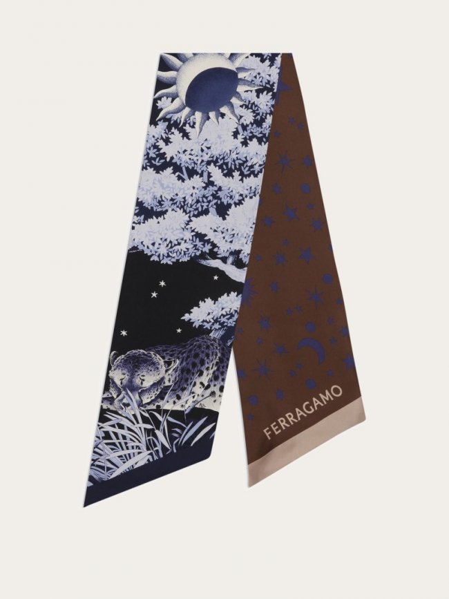 Ferragamo Women's Day &Amp; Night Print Silk Bandeau - Blue/Black | Quick Ship!