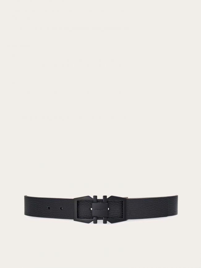 Ferragamo Men's Reversible And Adjustable Gancini Belt - Black | Quick Ship!