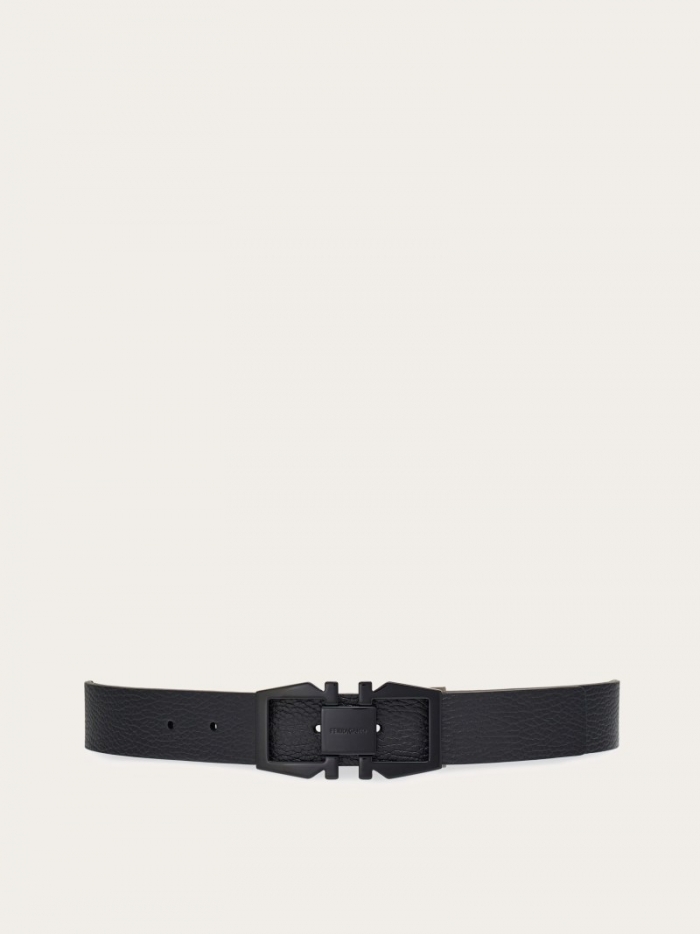 Ferragamo Men's Reversible And Adjustable Gancini Belt - Black | Quick Ship!