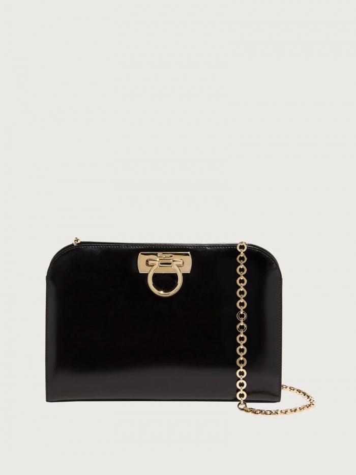 Ferragamo Women's Diana Clutch - Shiny Black | Quick Ship!
