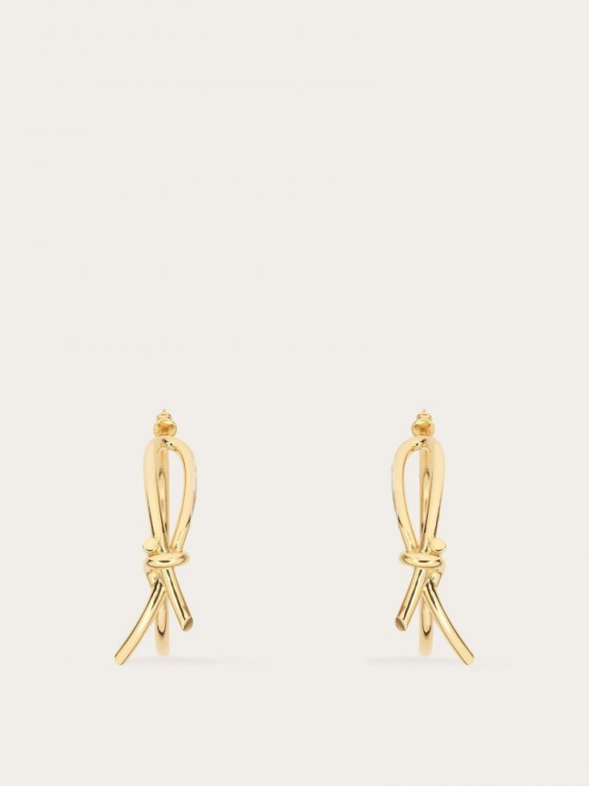 Ferragamo Women's Earrings With Asymmetric Bow - Gold | Quick Ship!