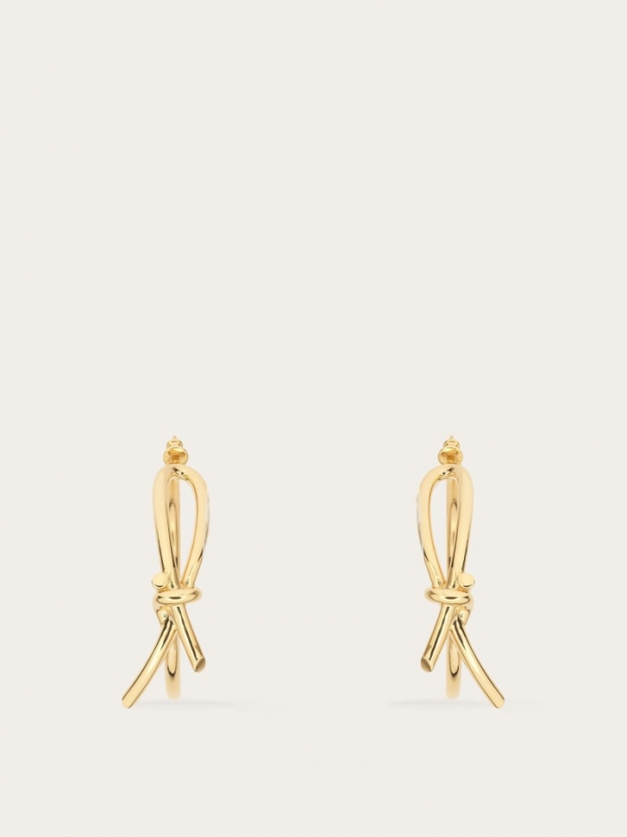 Ferragamo Women's Earrings With Asymmetric Bow - Gold | Quick Ship!