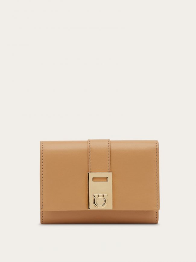 Ferragamo Women's Hug Compact Wallet - Light Camel | Quick Ship!