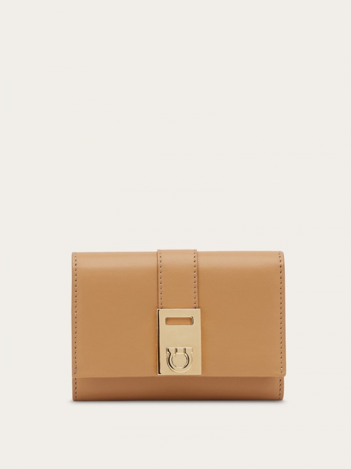 Ferragamo Women's Hug Compact Wallet - Light Camel | Quick Ship!