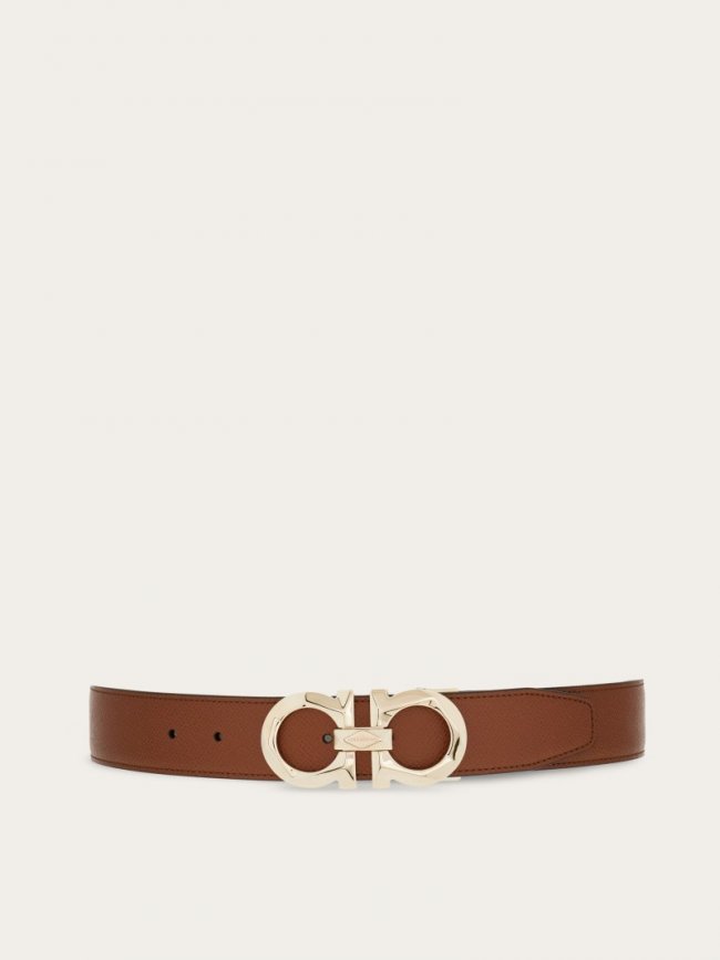 Ferragamo Men's Reversible And Adjustable Gancini Belt - Briar/Black | Quick Ship!