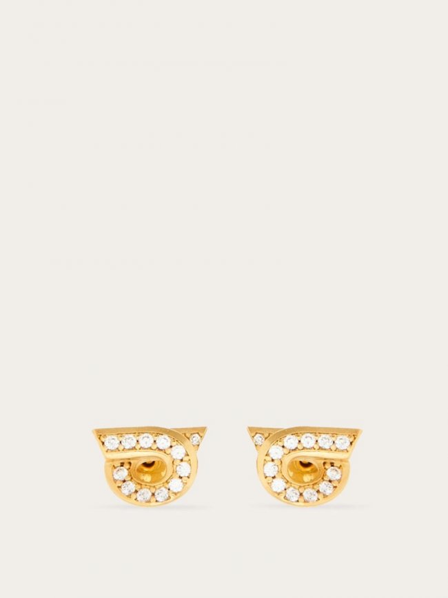 Ferragamo Women's Gancini Earrings With Rhinestones - Gold (Size 10) | Quick Ship!