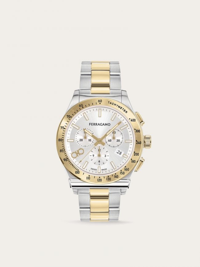 Ferragamo Men's 1927 Chrono Watch - Steel/Ip Yellow Gold | Quick Ship!