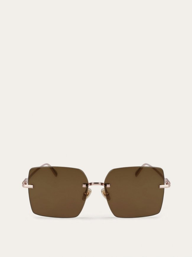 Ferragamo Women's Sunglasses - Rose Gold/Dark Brown | Quick Ship!