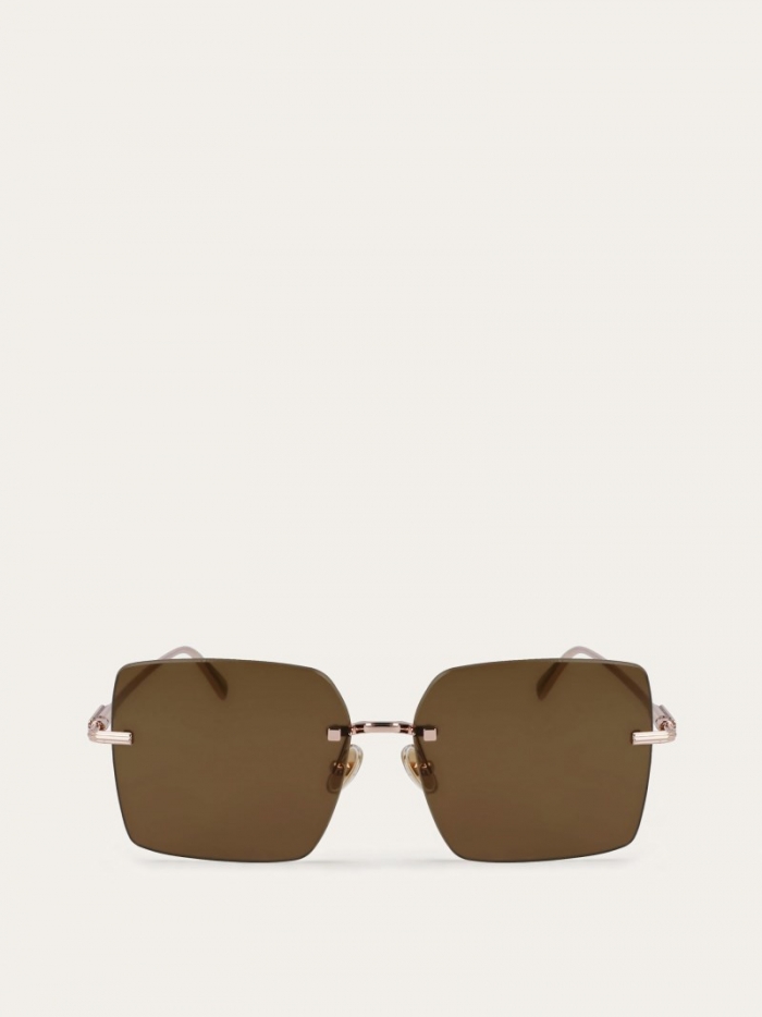 Ferragamo Women's Sunglasses - Rose Gold/Dark Brown | Quick Ship!