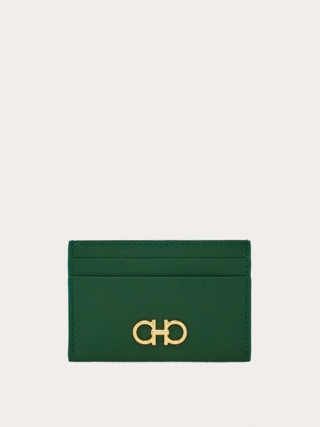 Ferragamo Women's Gancini Credit Card Holder - Forest Green | Quick Ship!