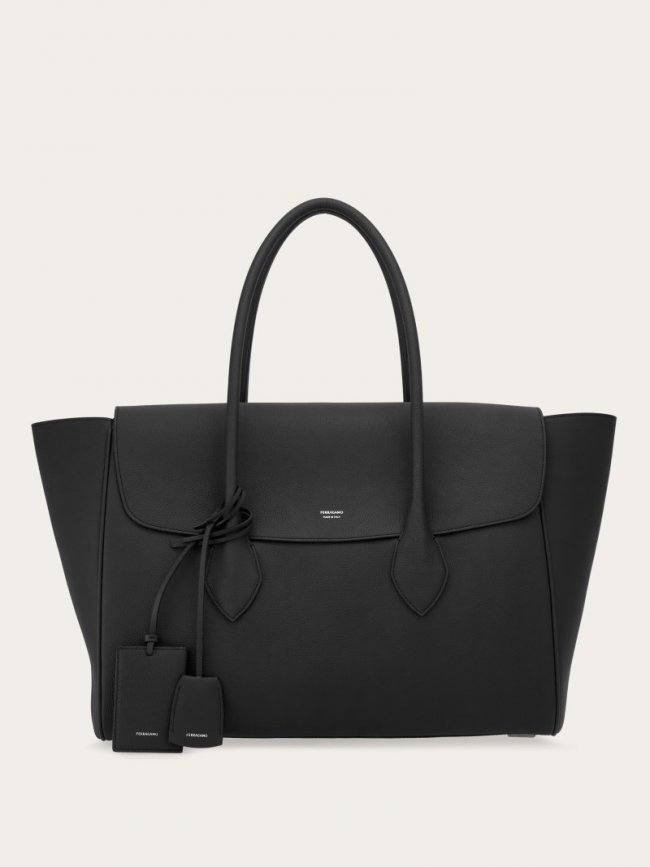 Ferragamo Men's East-West Tote Bag - Black | Quick Ship!