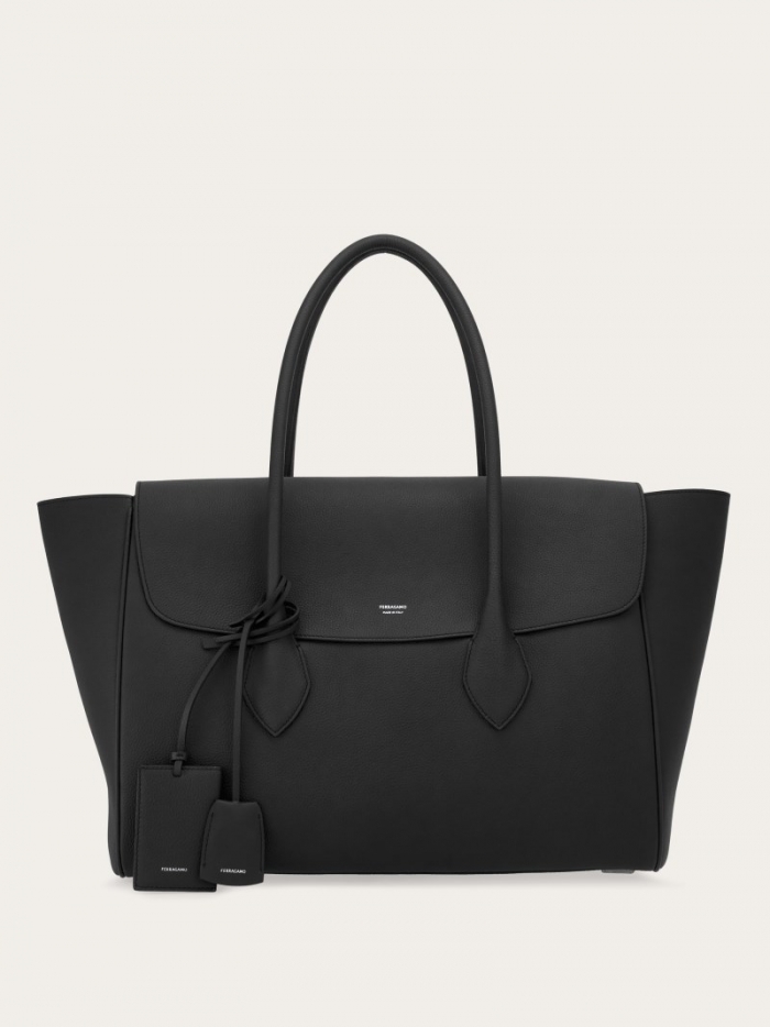 Ferragamo Men's East-West Tote Bag - Black | Quick Ship!