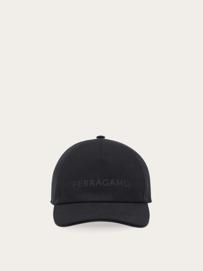 Ferragamo Men's Baseball Cap With Signature - Black | Quick Ship!