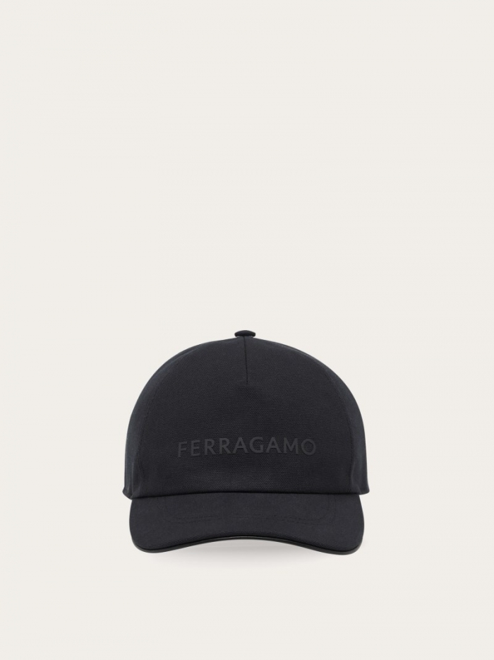 Ferragamo Men's Baseball Cap With Signature - Black | Quick Ship!