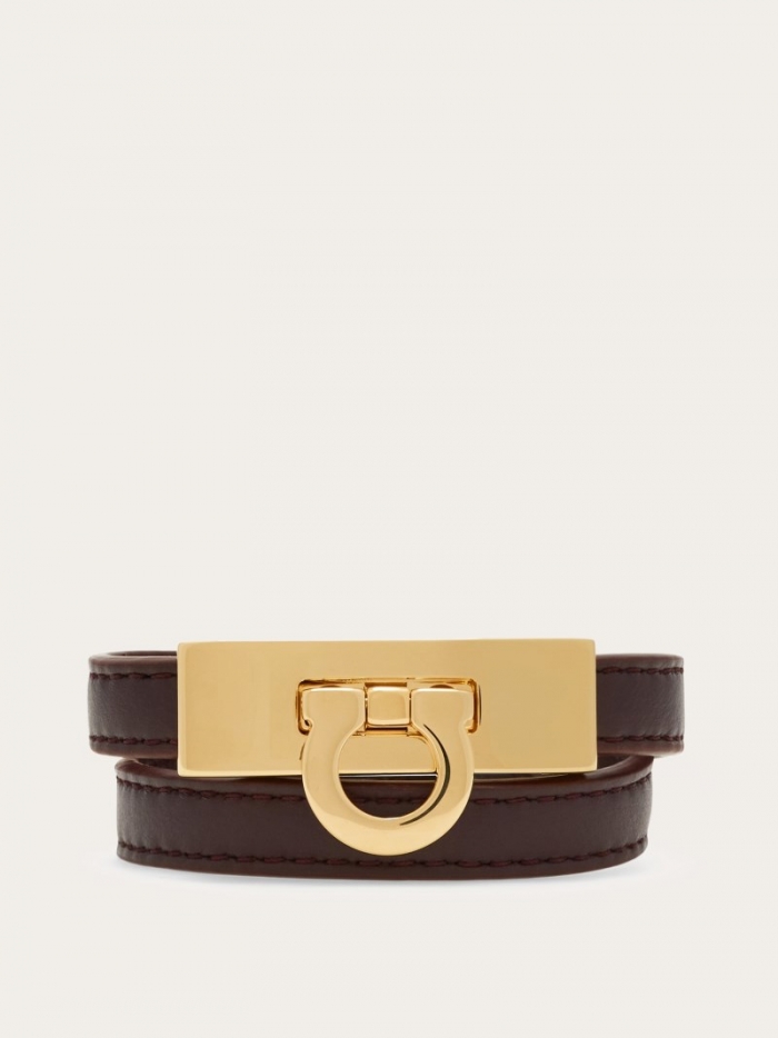 Ferragamo Women's Gancini Double Twist Bracelet - Oxblood (Size 15) | Quick Ship!