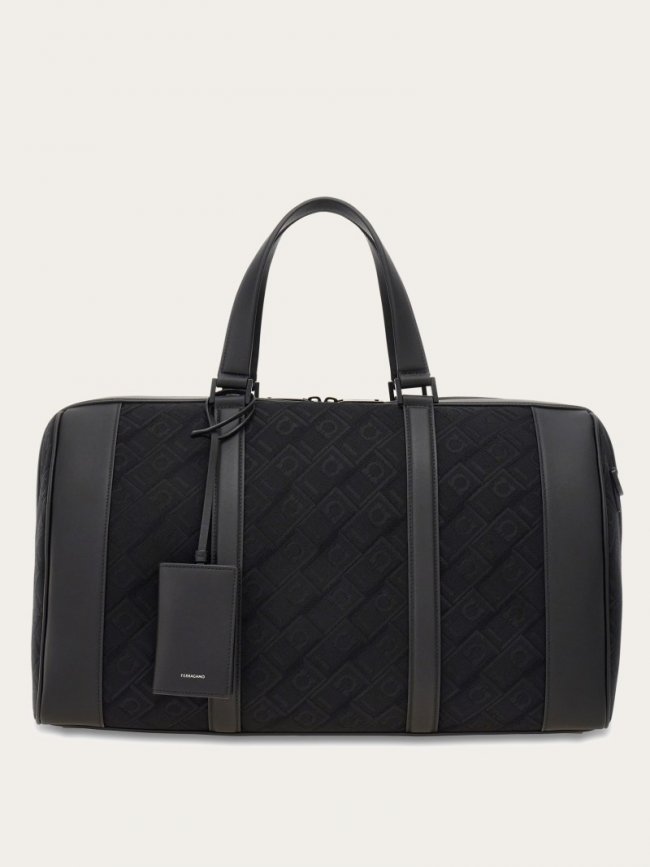 Ferragamo Men's Monogram Duffel Bag - Black | Quick Ship!