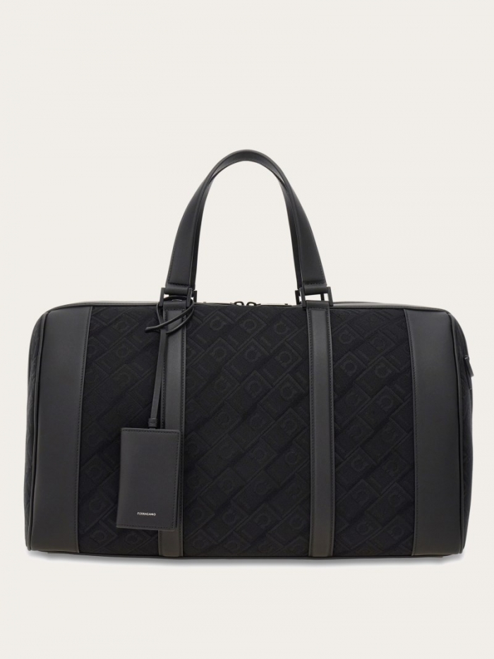 Ferragamo Men's Monogram Duffel Bag - Black | Quick Ship!