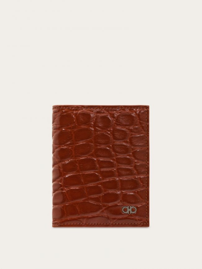 Ferragamo Men's Gancini Credit Card Holder - Mogensen Brown | Quick Ship!
