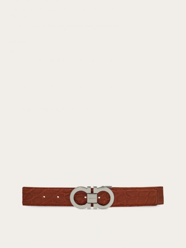 Ferragamo Men's Adjustable Gancini Belt - Mogensen Brown | Quick Ship!