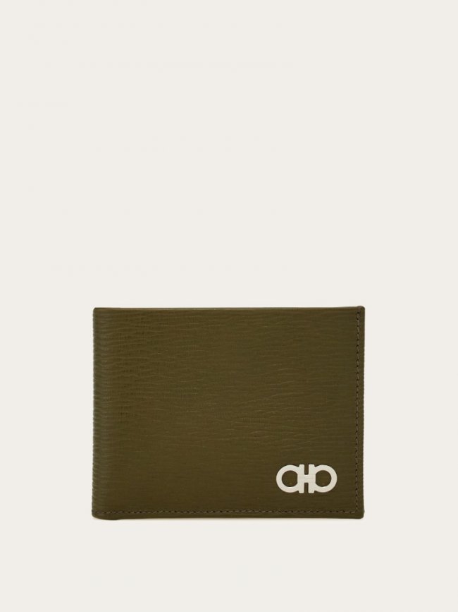 Ferragamo Men's Gancini Wallet - Olive Green/Testa Di Moro/Coffee | Quick Ship!