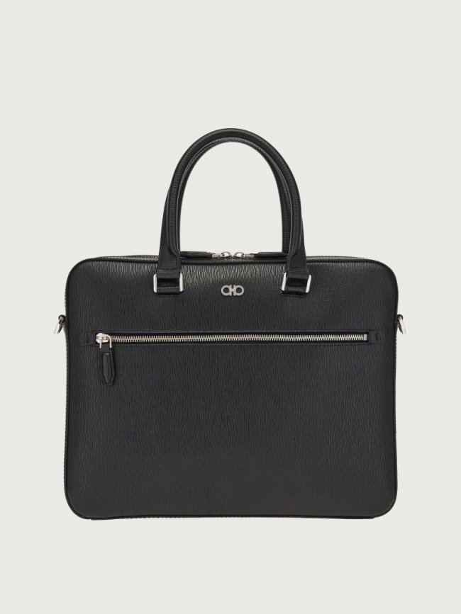 Ferragamo Men's Gancini Business Bag - Black | Quick Ship!