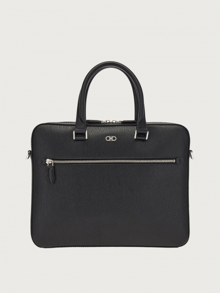 Ferragamo Men's Gancini Business Bag - Black | Quick Ship!
