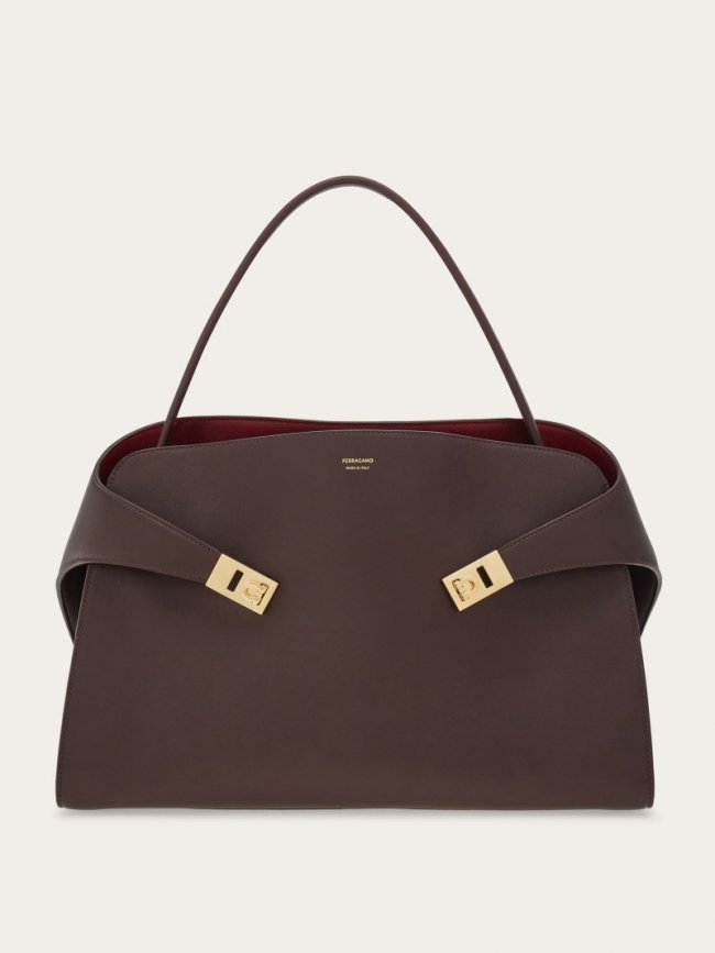 Ferragamo Women's Hug Soft Bicolor Shoulder Bag - Oxblood/Burgundy | Quick Ship!