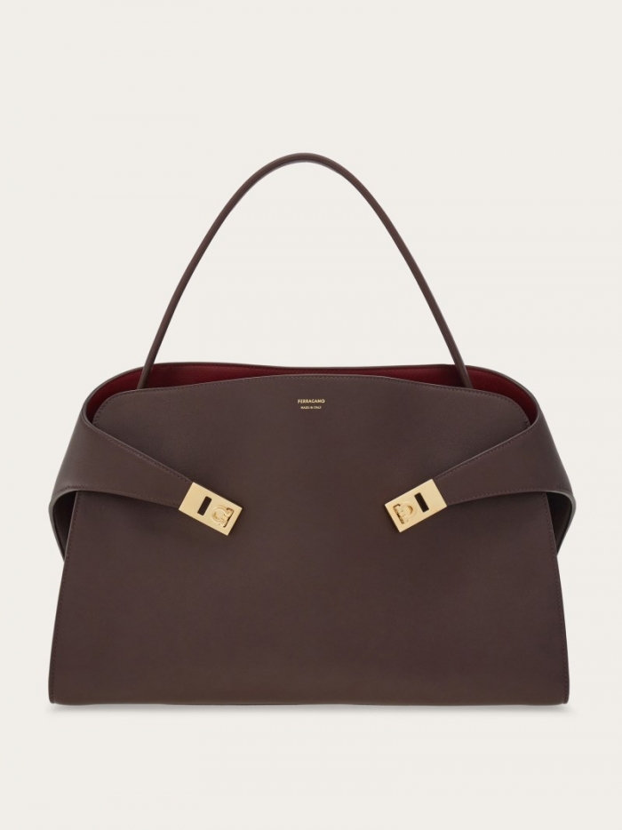 Ferragamo Women's Hug Soft Bicolor Shoulder Bag - Oxblood/Burgundy | Quick Ship!