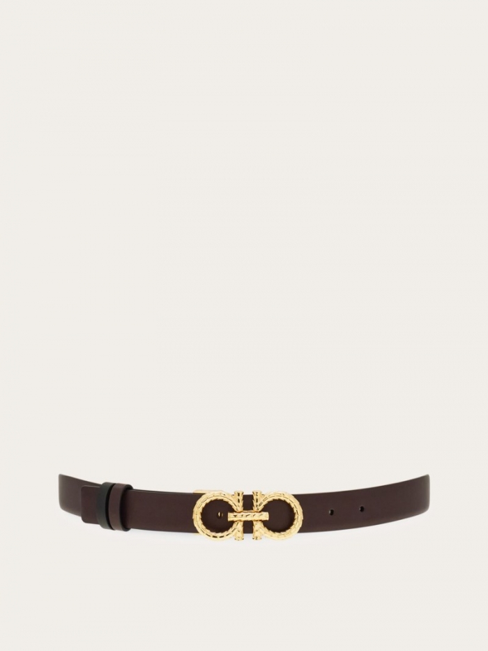 Ferragamo Women's Adjustable And Reversible Gancini Belt - Oxblood/Black | Quick Ship!