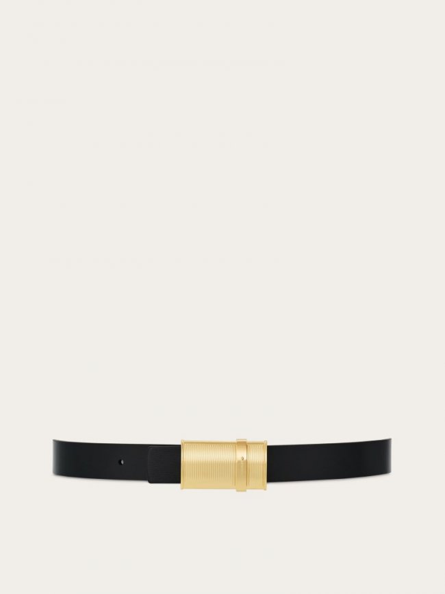 Ferragamo Women's Reversible Belt - Black/Flame Red | Quick Ship!