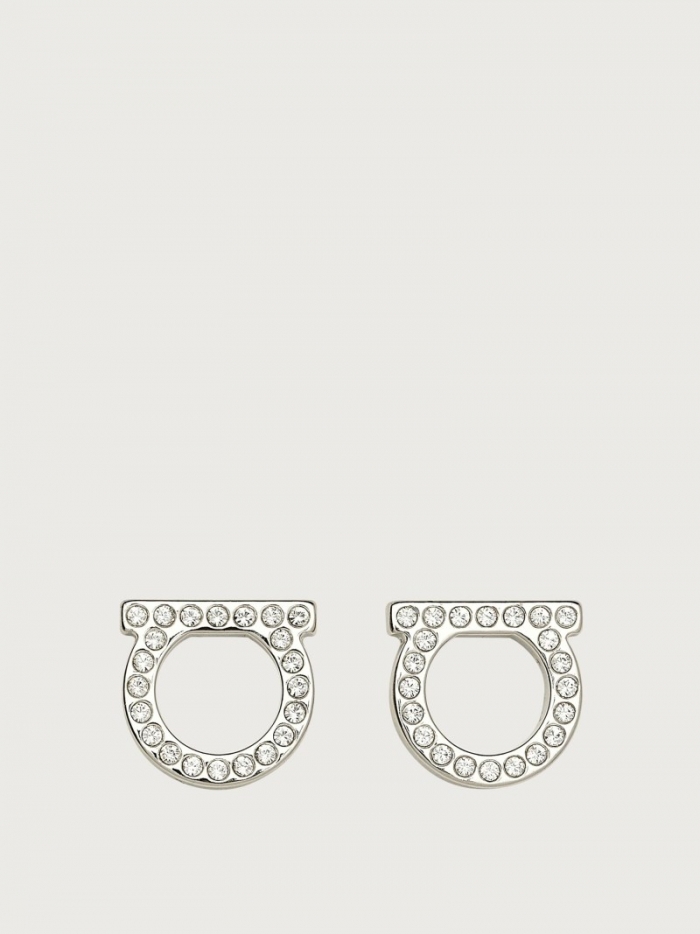 Ferragamo Women's Gancini Crystals Earrings - Palladium (L) | Quick Ship!