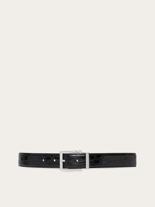 Ferragamo Men's Adjustable Gancini Belt - Black | Quick Ship!