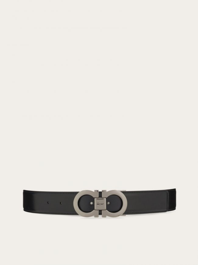 Ferragamo Men's Reversible And Adjustable Gancini Belt - Black/Auburn | Quick Ship!