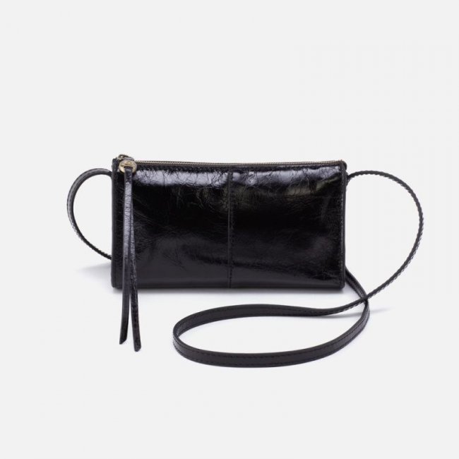 Hobo Women's Jewel Crossbody in Polished Leather - Black | New Arrivals
