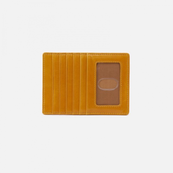 Hobo Women's Euro Slide Card Case in Polished Leather - Warm Amber | New Arrivals