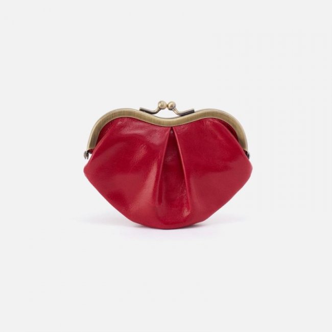 Hobo Women's Heart Frame Key Fob in Polished Leather - Claret | New Arrivals