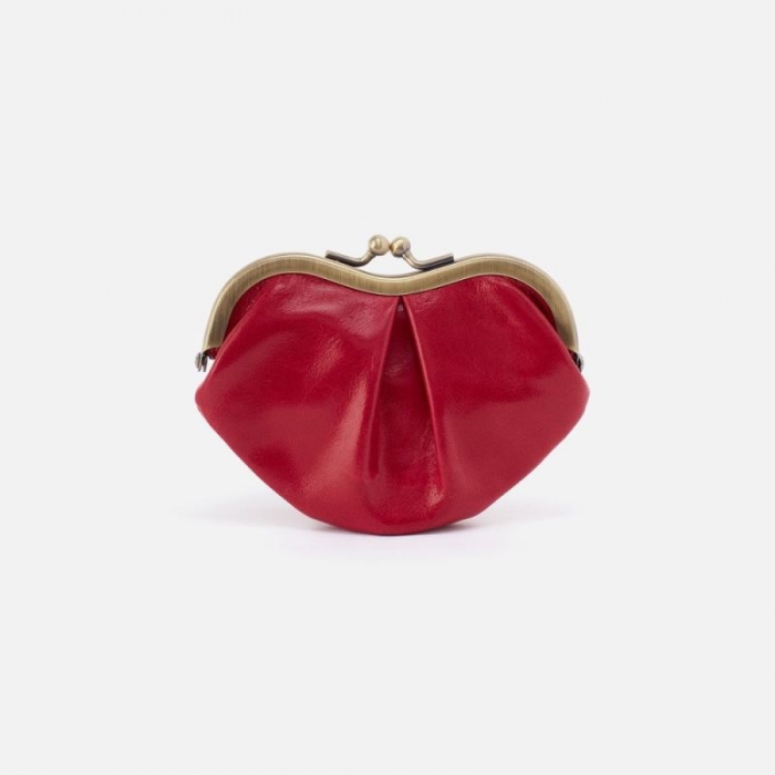 Hobo Women's Heart Frame Key Fob in Polished Leather - Claret | New Arrivals
