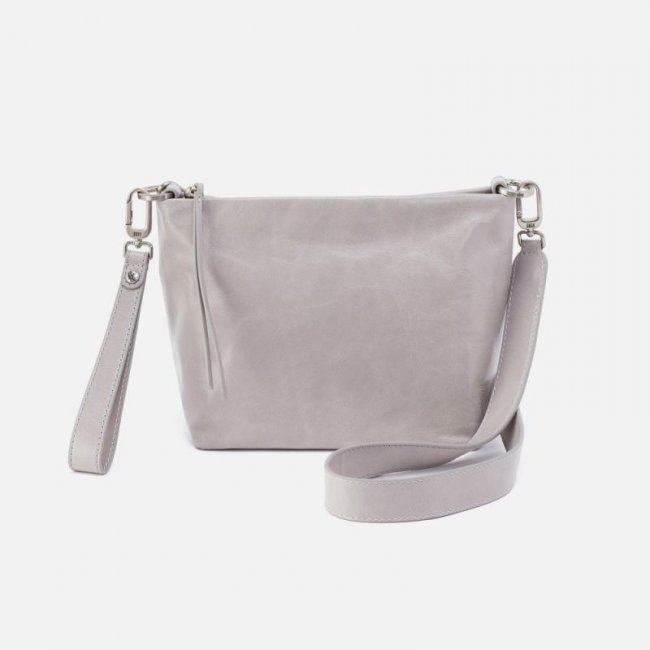 Hobo Women's Ashe Crossbody in Polished Leather - Light Grey | New Arrivals