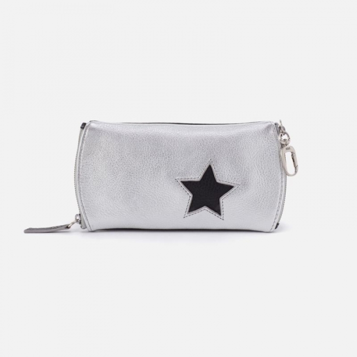 Hobo Women's Spark Double Eyeglass Case in Metallic Leather - Argento | New Arrivals