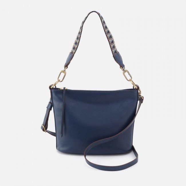 Hobo Women's Belle Convertible Shoulder Bag in Artisan Leather - Navy | New Arrivals