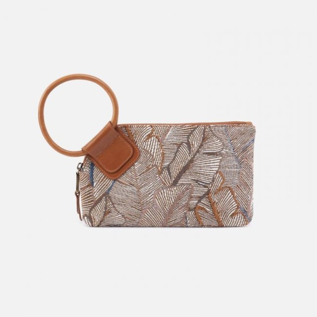 Hobo Women's Sable Wristlet in Tapestry Fabric With Leather Trim - Feather Tapestry | New Arrivals