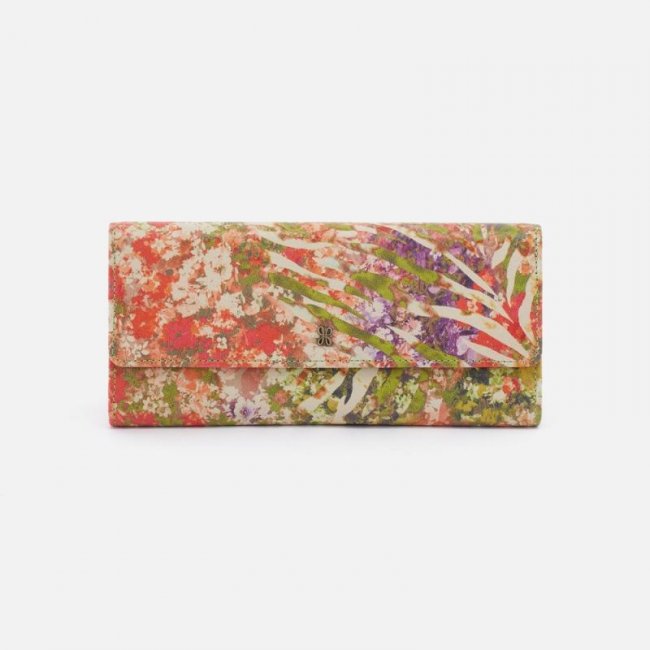 Hobo Women's Jill Large Trifold Wallet in Printed Leather - Tropic Print | New Arrivals