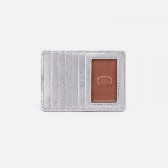 Hobo Women's Euro Slide Card Case in Metallic Leather - Silver | New Arrivals