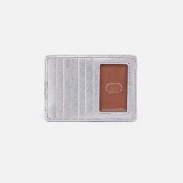 Hobo Women's Euro Slide Card Case in Metallic Leather - Silver | New Arrivals